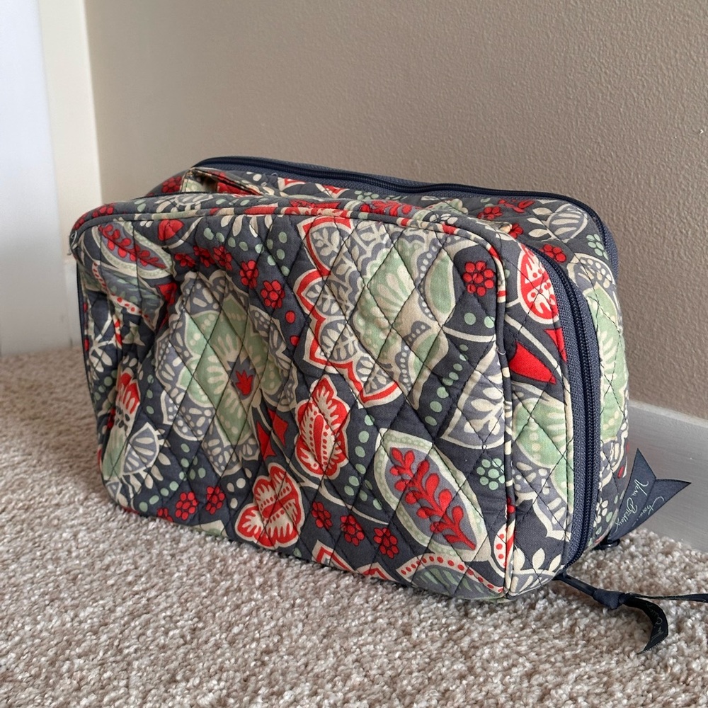 Vera Bradley Floral Cosmetic Bag - Red and Gray